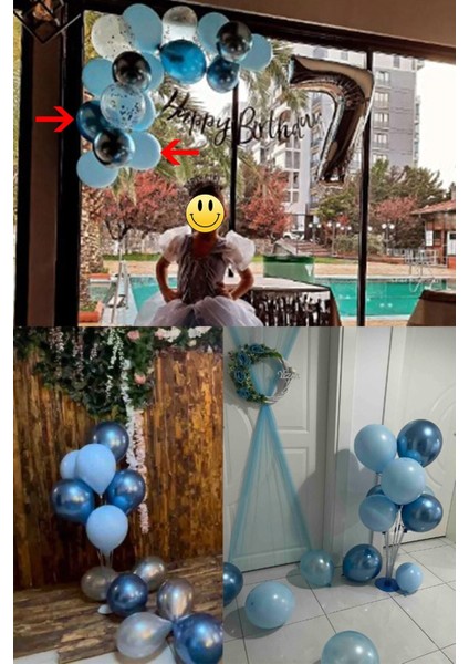 Krom Mavi ve Makaron (Pastel Mat) Mavi Renk 15 Li Balon fiyatları