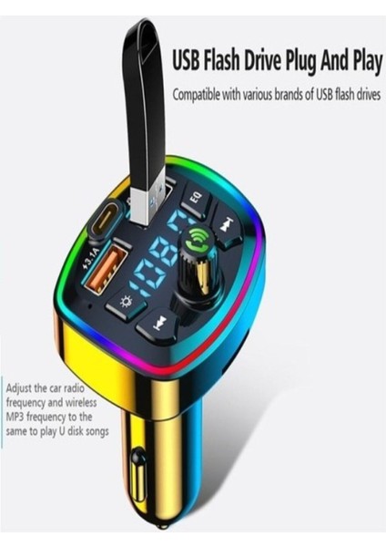 Araç Bluetooth 5.0 Fm Transmitter Cihazı Araba Müzik Mp3 Çalar Sd Kart Okur Oto Çakmaklık Şarj Aleti indirimleri