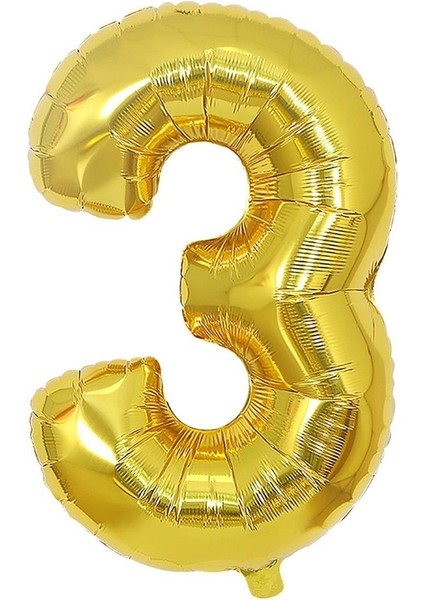 Altın Folyo Balon 40" Inç 100 cm 3 Rakamı