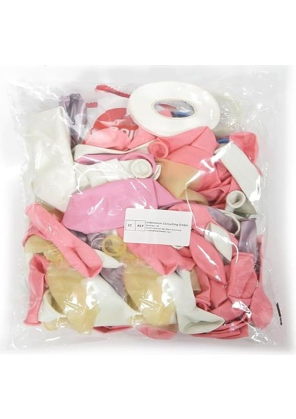 65 Adet Lüks Makaron Pembe , Krom Pembe ,beyaz Balon Zinciri Doğum Günü Balon Seti