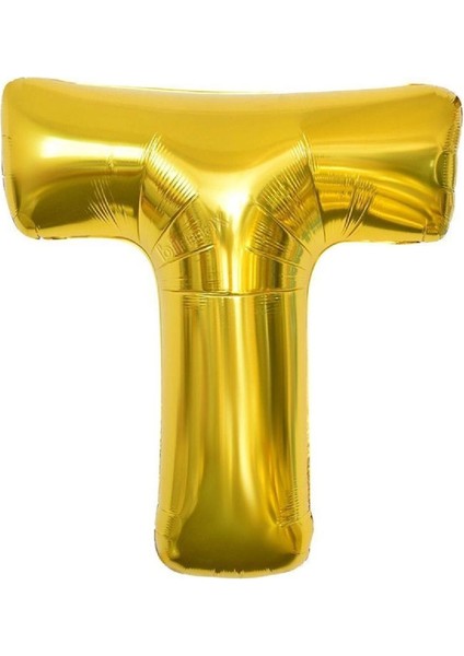 Altın Folyo Balon 32" Inç 76 cm T Harfi