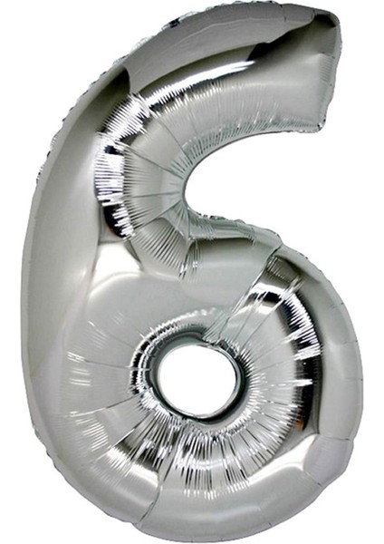 Gümüş Folyo Balon 16" Inç 40 cm 6 Rakamı