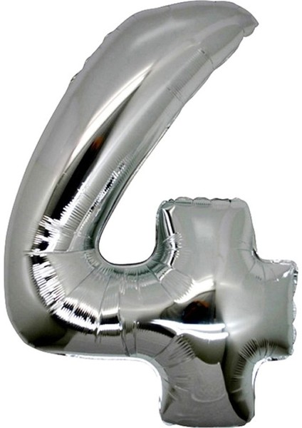 Gümüş Folyo Balon 16" Inç 40 cm 4 Rakamı