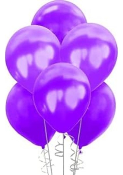 Mor 10 Adet Metalik Balon Büyük Boy 30 cm