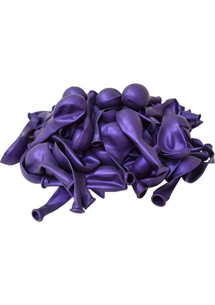 Mor 10 Adet Metalik Balon Büyük Boy 30 cm
