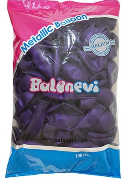 Mor 10 Adet Metalik Balon Büyük Boy 30 cm