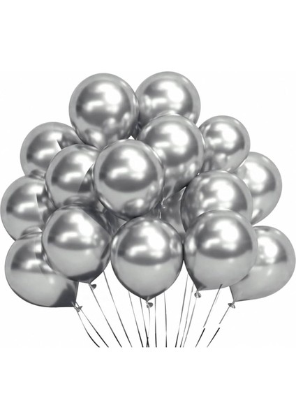 Krom Gümüş Balon 10 Adet