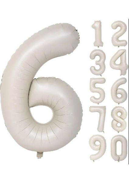 Folyo Balon 6 Rakamı Helyum Balon 86 cm Krem Renk - 6 Yaş Balon - 6 Rakam Balon-Deniz Kumu-Bej Rengi fiyatları