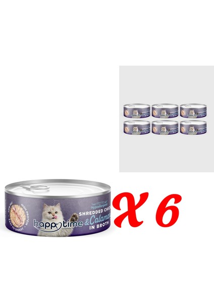 Yetişkin Kediler Için Tavuklu & Kalamarlı Konserve 6 x 70 gr