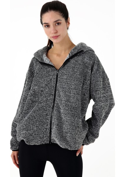 Voyage Kadın Peluş Kapüşonlu Sweatshirt Gri