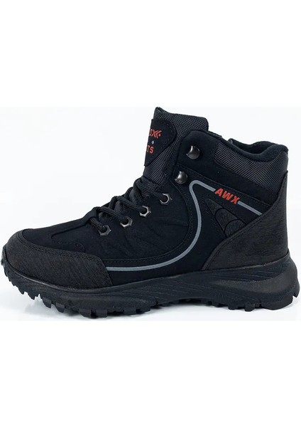 Genç Erkek Siyah Su Geçirmez Ortopedik Fermuarlı Bot