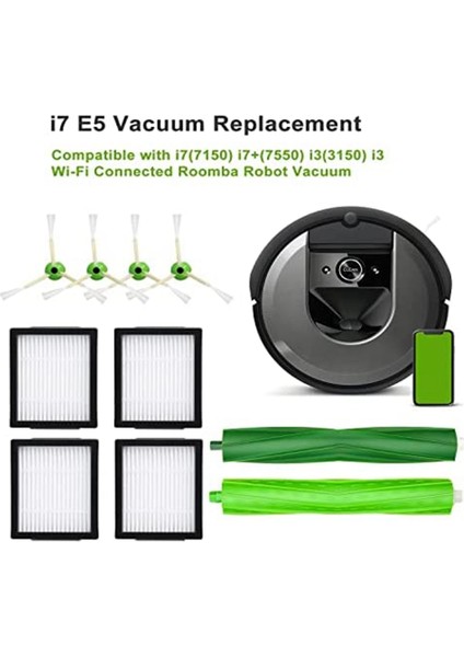 Ana Fırça Yan Fırça Filtresi Yedek Parçalar Irobot Roomba I7 I7+/ı7 Plus J7 E5 E6 E7 I, E &j Robot Süpürge (Yurt Dışından)