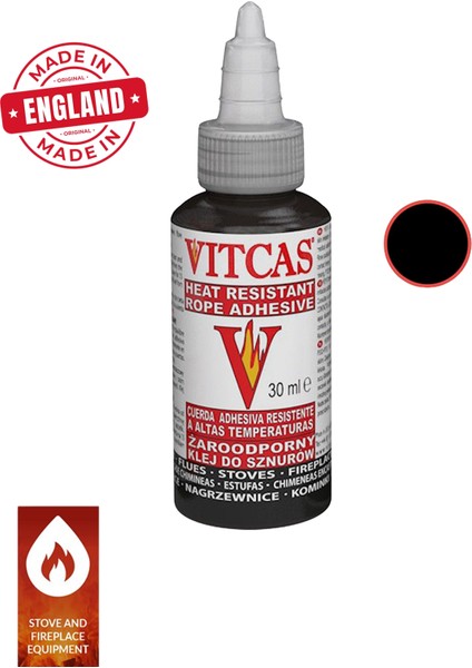 VITCAS Yüksek Performanslı Şömine-Soba- Yapıştırıcı Siyah Tüp 1000 °c Isıyı Dayanıklı 30 ml