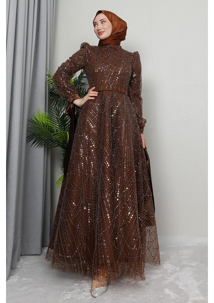 Selver Tesettür Abiye Mavi