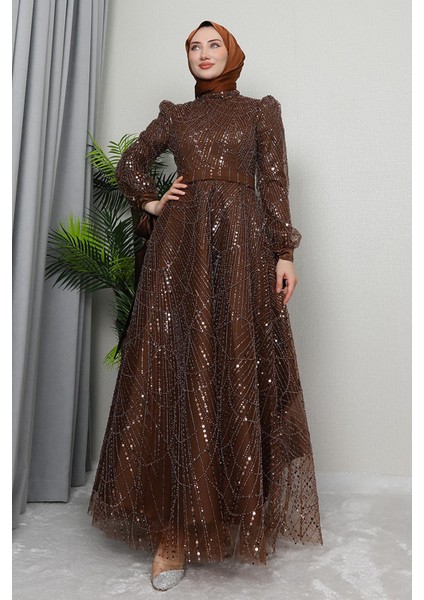 Selver Tesettür Abiye Mavi modelleri