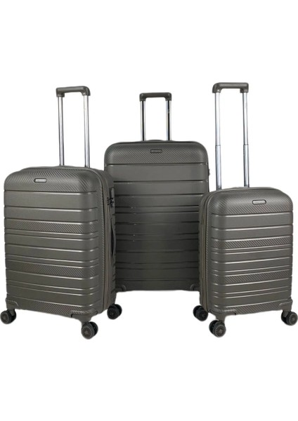 Carbon Pp Kırılmaz Silikon 3'lü Set Valiz