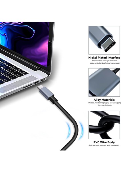 HDMI Çevirici USB C HDMI 4K 60Hz Hdmı, 200CM USB C HDMI Adaptör USB C HDMI Uyumlu Thunderbolt Type-C To HDMI 2 Metre Kablo Uzunluğu ZR854