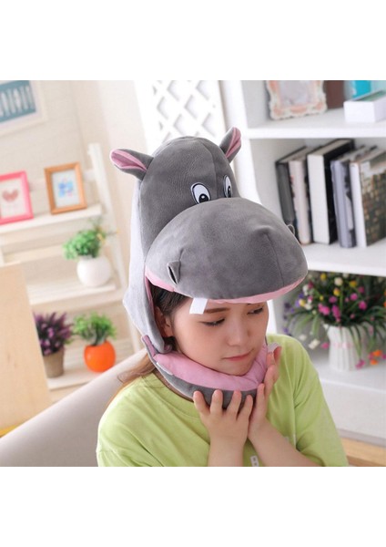 Kış Peluş Hayvan Şapkası Sevimli Hippo Heapwear Yumuşak Headcover Kostüm (Yurt Dışından) modelleri