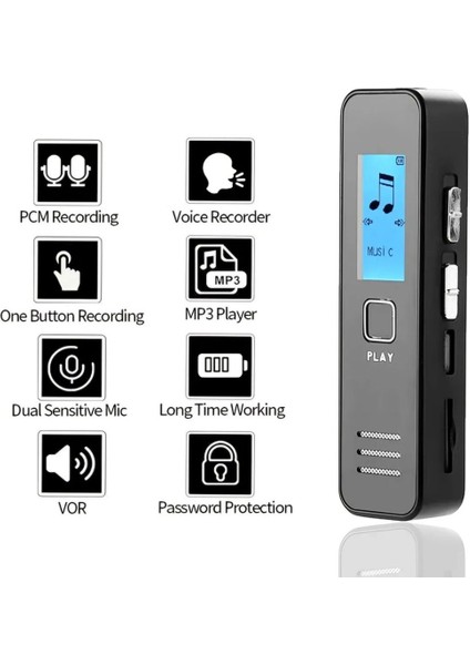 Dijital Ekranlı 32 gb Ses Kayıt Cihaz