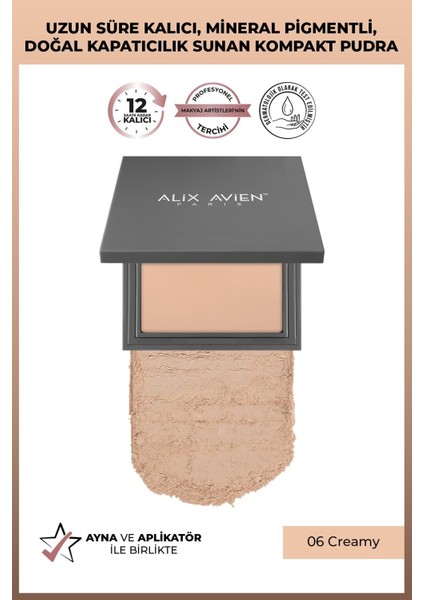 Kompakt Pudra - 12 Saate Kadar Kalıcılık - Soğuk-Nötr Cilt Alt Tonu - Compact Powder 06 Creamy