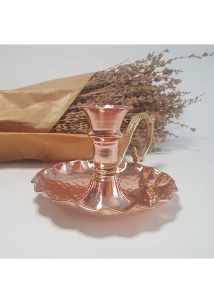 Fırfırlı Bakır El Şamdanı Bakır Eskitme