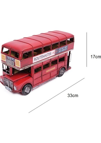 Koleksiyon Metal Kırmızı Çift Katlı Londra Otobüsü 33CM