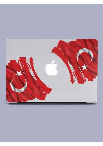 Macbook Air (M2-M3) Kılıf 15 Inç A3114-A2941 2023/2024 Şeffaf Sert Kapak Koruma Macos-26 Türk Bayrağı