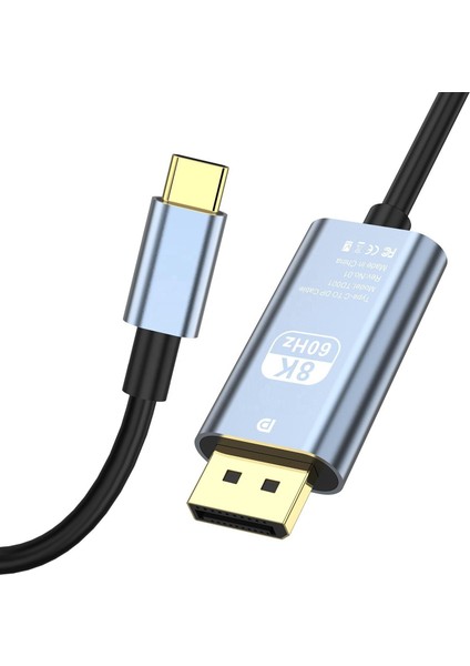 Type-C To Dp Kablo, 8k 60Hz 200CM Yüksek Hızlı, Tip C To Displayport Kablo 2 Metre Kablo Uzunluğu USB C To Displayport Kablo 200CM ZR127