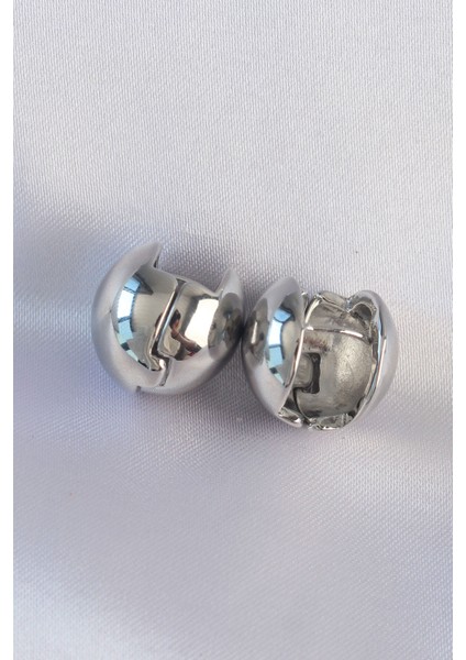 Pirinç Gümüş Renk Içi Boş Minimal Topçuk Küpe fiyatları