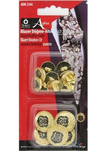 Erkek Blazer Düğme, Metalize Ceket Düğmesi, Altın Rengi Düğme