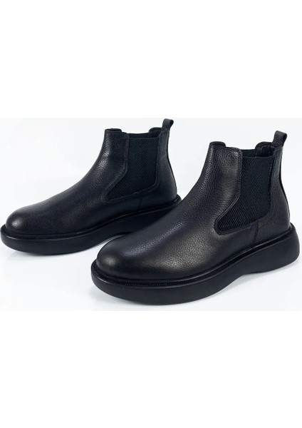 Erkek Siyah Su Geçirmez Hakiki Deri Bağcıksız Lastikli Bot fiyatları