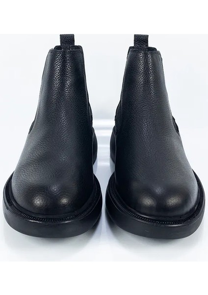 Erkek Siyah Su Geçirmez Hakiki Deri Bağcıksız Lastikli Bot fırsatları