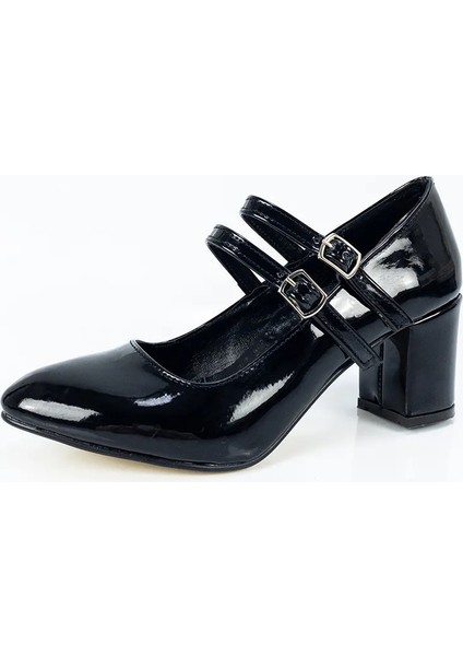 Kadın Parlak Siyah Kalın Topuk Abiye Ayakkabı fiyatları