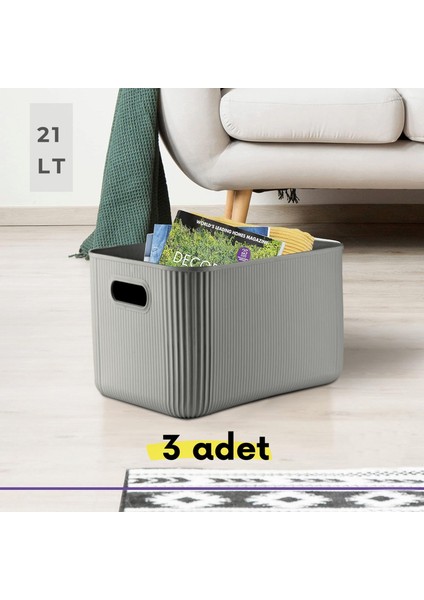 3 Adet Gri 21LT Organizer Kutu 241825