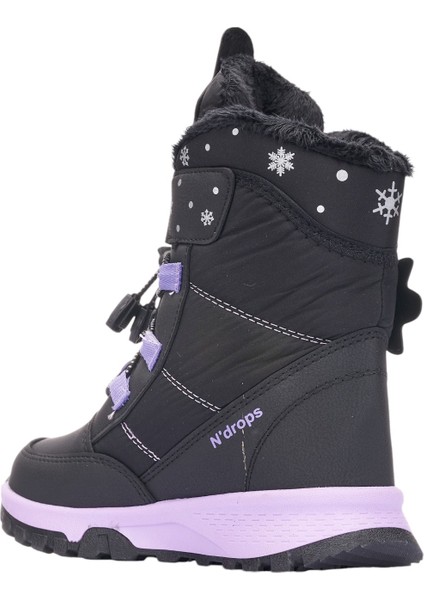 Günlük Kız Çocuk Kar Botu Cırtlı Lastik Bağcıklı Kürklü Kar Desenli Kalın Tırtıklı Taban Bootie 014 modelleri