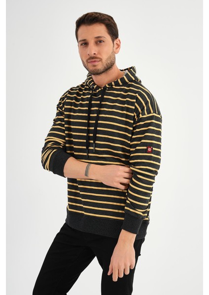 Çizgili Kapüşonlu Sweatshırt (UNX00242)