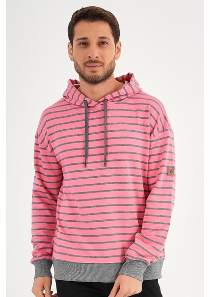 Çizgili Kapüşonlu Sweatshırt (UNX00242)