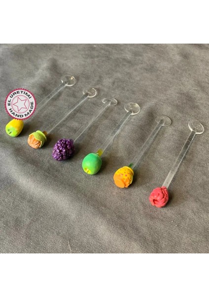 El Yapımı Tasarım 6'lı Cam Çay Kaşığı