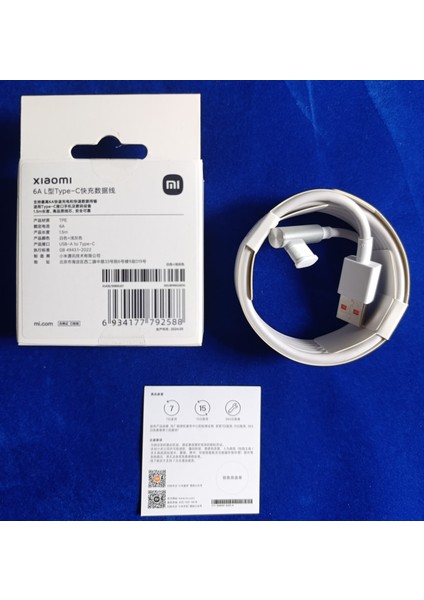 % 100 Orijinal Xiaomi Turbo 6 Amper 1.5 Metre L Tip USB A - Type C Şarj ve Data Kablosu