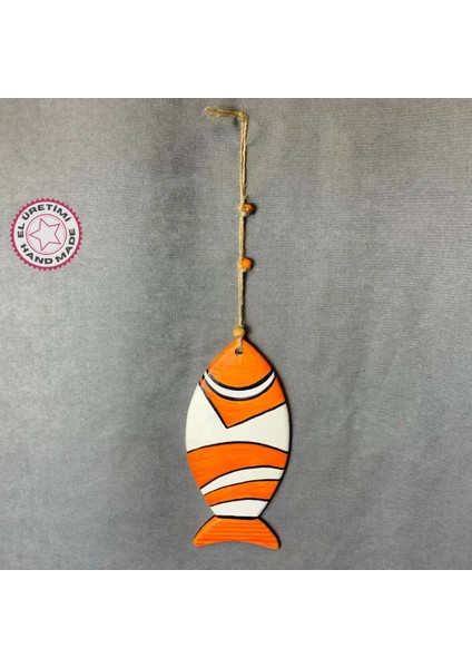 El Yapımı Balık Figürü Dekoratif Duvar Süsü - 9 x 19 cm