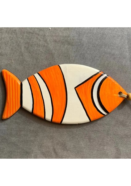 El Yapımı Balık Figürü Dekoratif Duvar Süsü - 9 x 19 cm
