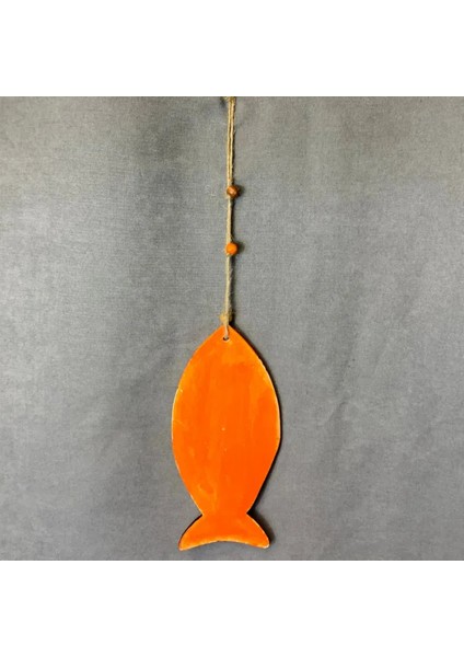 El Yapımı Balık Figürü Dekoratif Duvar Süsü - 9 x 19 cm