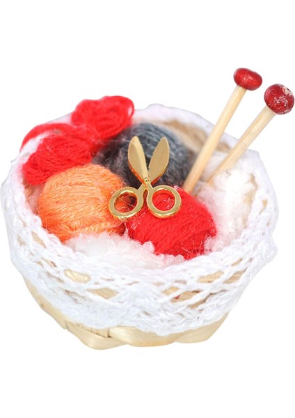 1:12 Ölçekli Dollhouse Yün Dollhouse Odası Dekorasyon Için Sepet Kırmızı (Yurt Dışından)