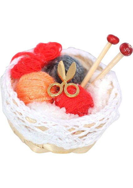 1:12 Ölçekli Dollhouse Yün Dollhouse Odası Dekorasyon Için Sepet Kırmızı (Yurt Dışından)