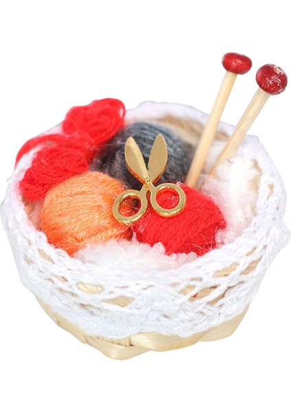 1:12 Ölçekli Dollhouse Yün Dollhouse Odası Dekorasyon Için Sepet Kırmızı (Yurt Dışından)