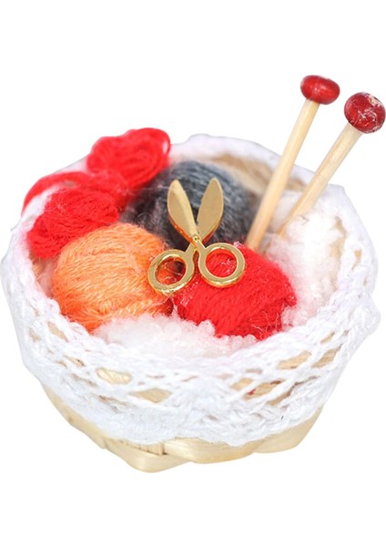 1:12 Ölçekli Dollhouse Yün Dollhouse Odası Dekorasyon Için Sepet Kırmızı (Yurt Dışından)