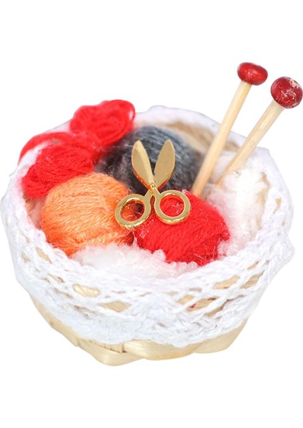 1:12 Ölçekli Dollhouse Yün Dollhouse Odası Dekorasyon Için Sepet Kırmızı (Yurt Dışından)