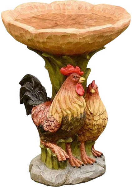 Kuş Kase Heykeli Heykelcik Çim Patio Veranda Reçine Besleyici (Yurt Dışından)