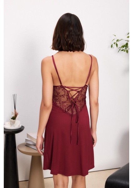 Bordo 6'lı Modal Gecelik Sabahlık Çeyiz Seti 5000