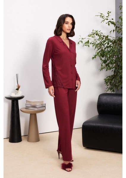 Bordo 6'lı Modal Gecelik Sabahlık Çeyiz Seti 5000